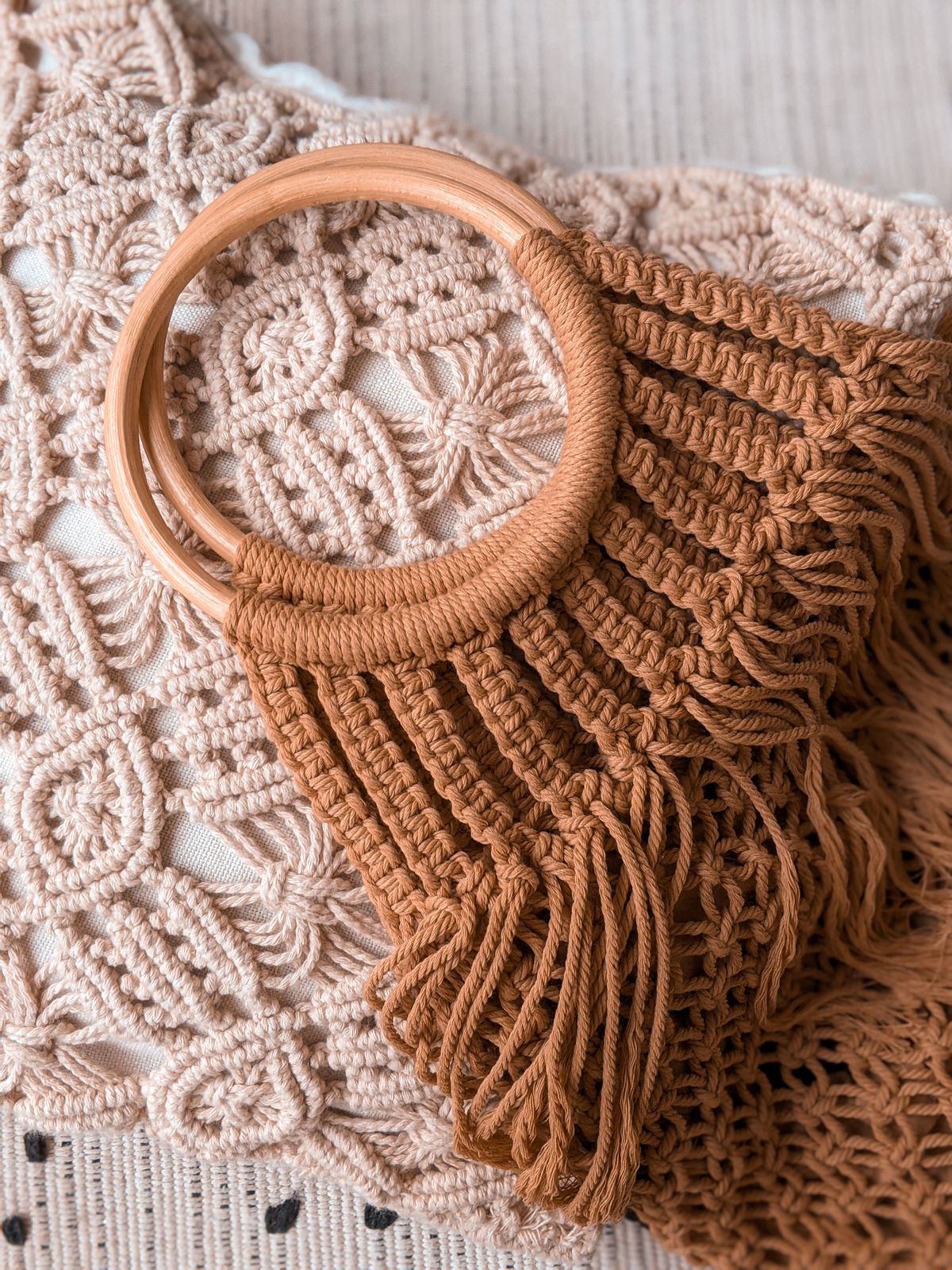 Handmade macrame bag for macrame crafts