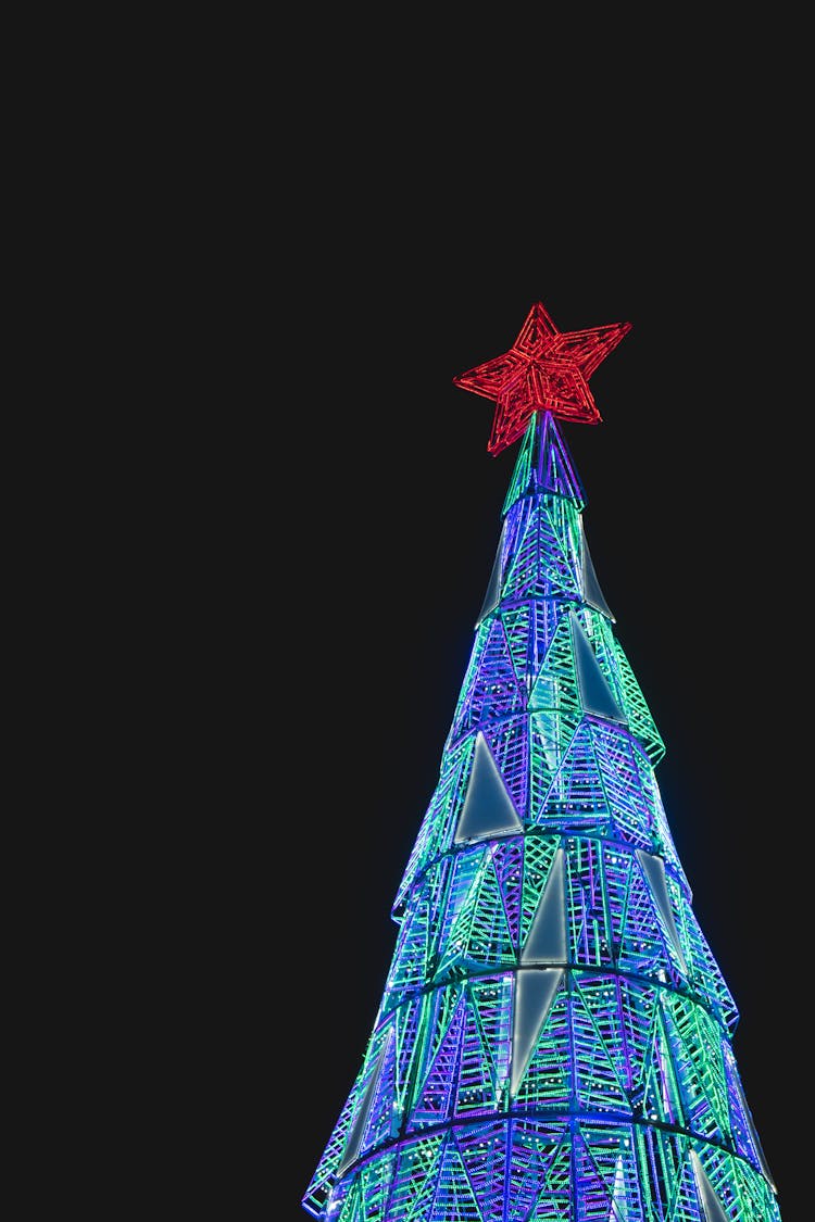 Tall Christmas Tree Made Of Lights