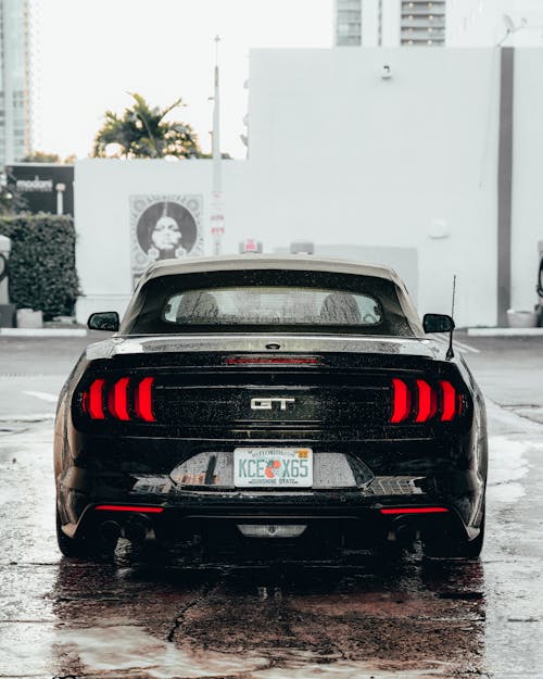 Free 
A Parked Black Mustang Stock Photo