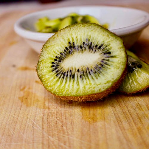 A Close-Up Shot of a Sliced Kiwi Fruit