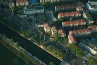 Drone Shot of a City Along a Canal