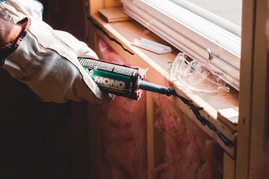 Man applying self adhesive wallpaper