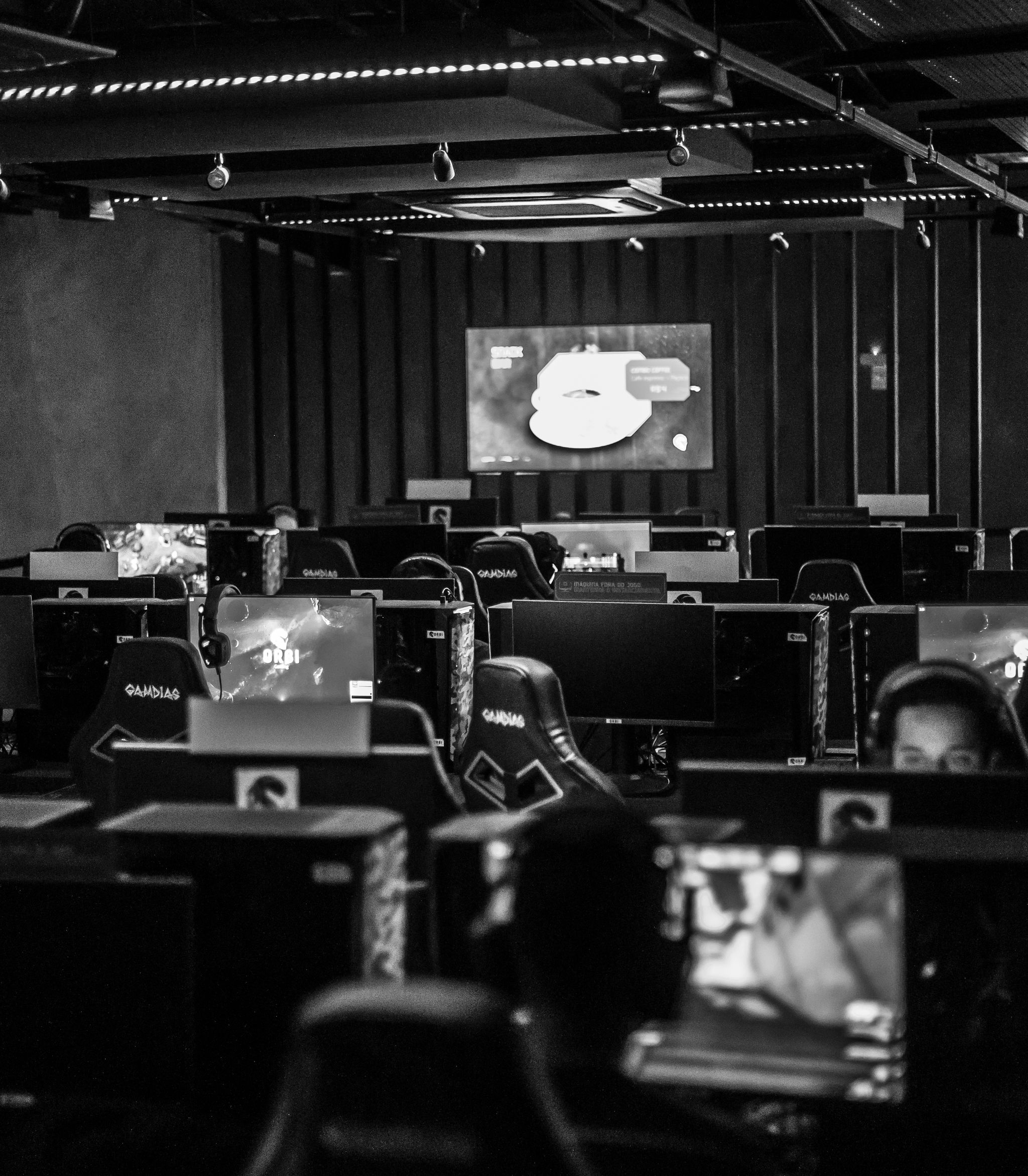 Gamers competing at an esports event
