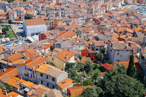 Aerial View of City Buildings and Houses