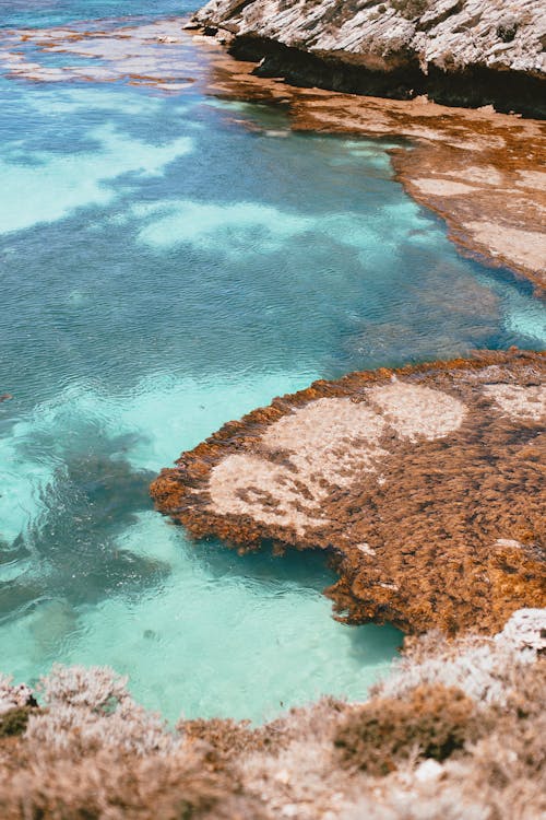 Rock Seashore with Turquoise Lagoon Water