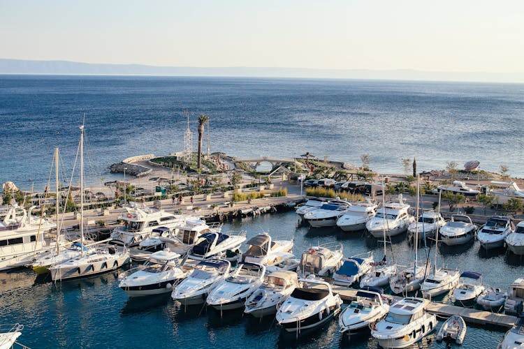 Moored Boats In A Harbor