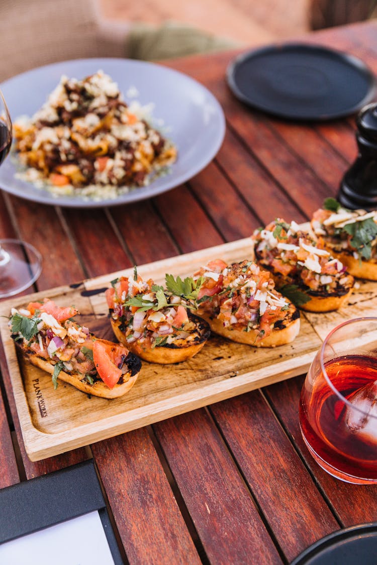 Bruschetta On A Dining Table