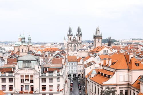 Free Drone Shot of the City of Prague Stock Photo