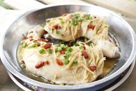 Steamed Chicken on Stainless Bowl
