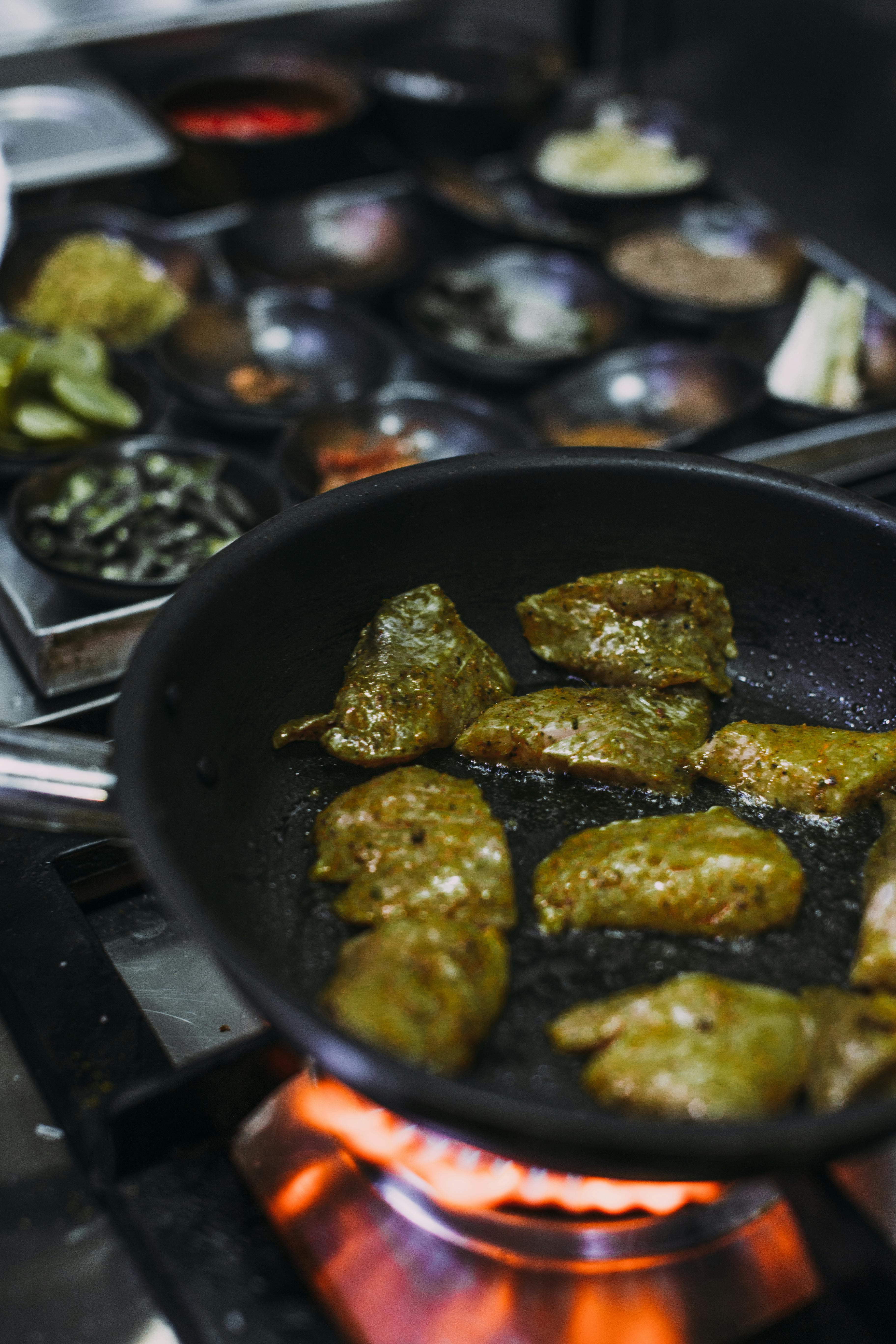 close up of cooking food