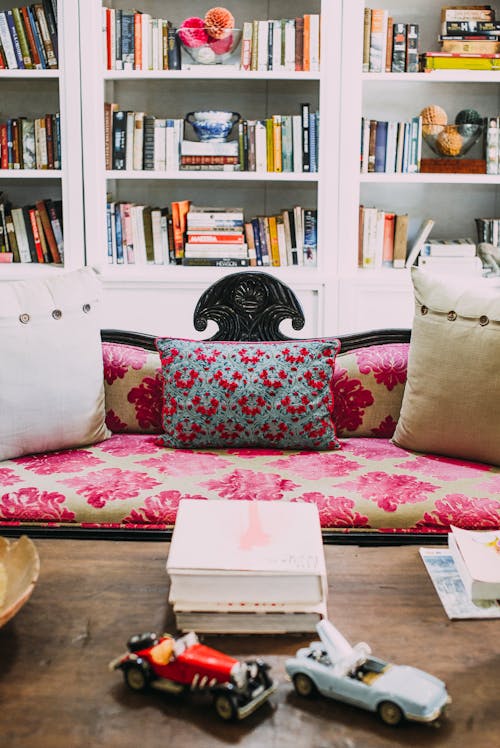 A Living Room with a Bookshelf