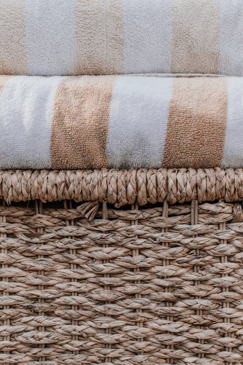 Folded Towels on a Basket