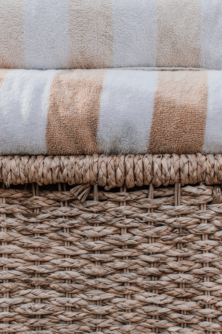 Folded Towels On A Basket