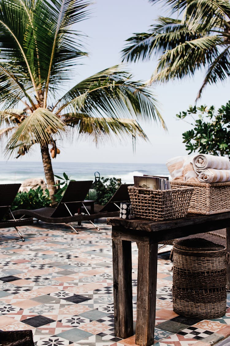 Baskets With Towels In The Resort