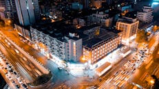 Drone Shot of the City Traffic at Night