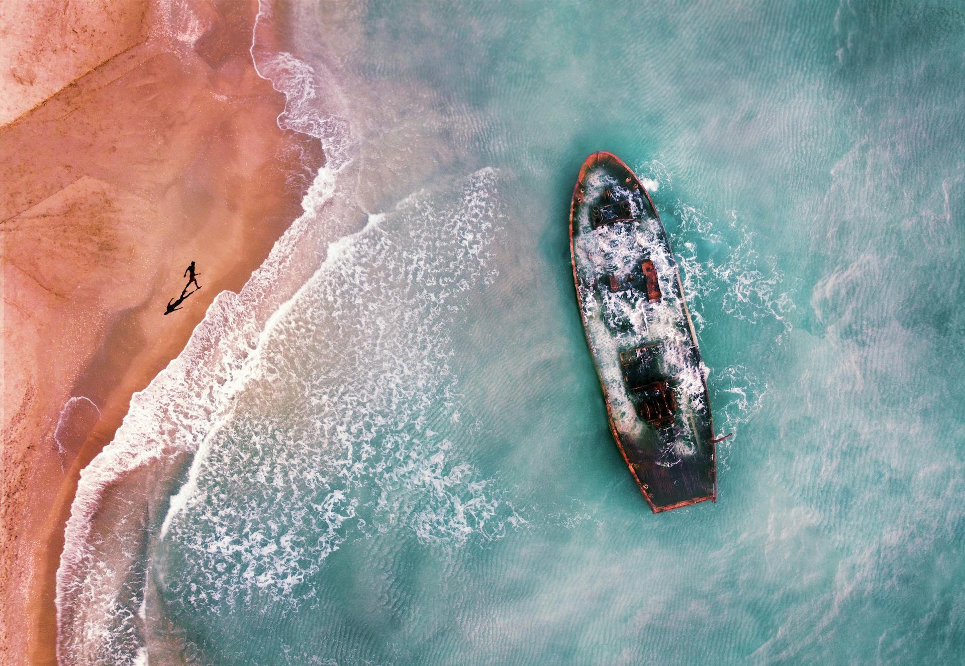 Ship on Sea near Beach
