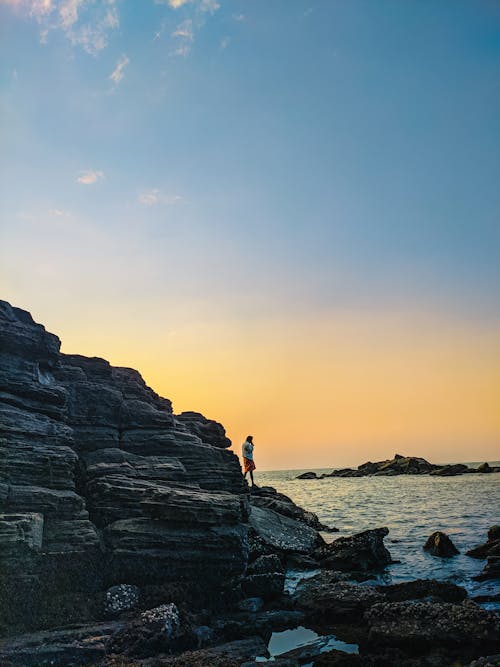 Rocky Seacoast at Sunset