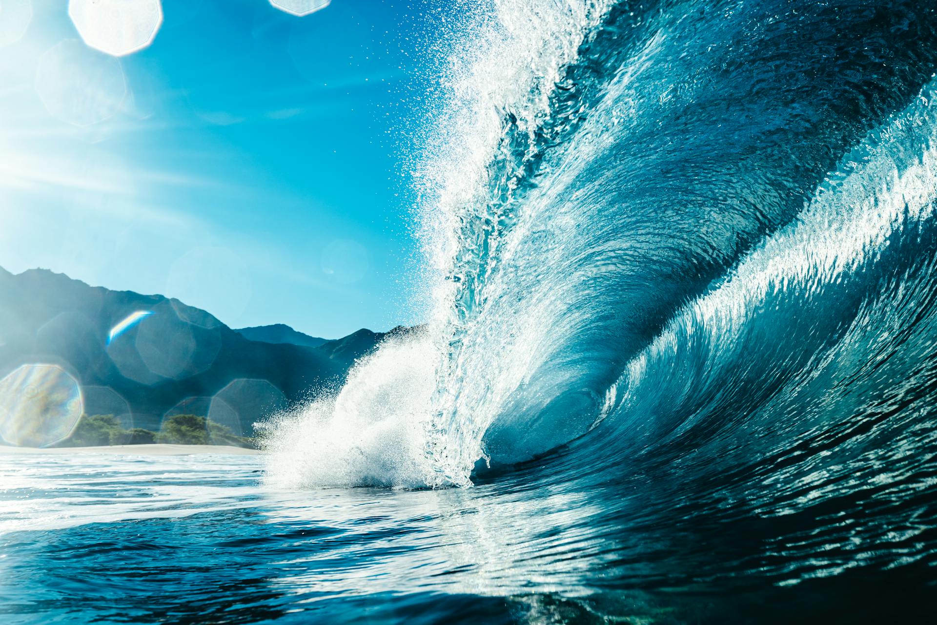 Ocean Wave under a Blue Sky