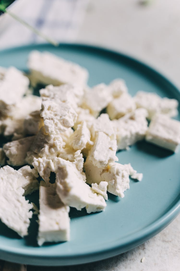 Feta Cheese On Plate