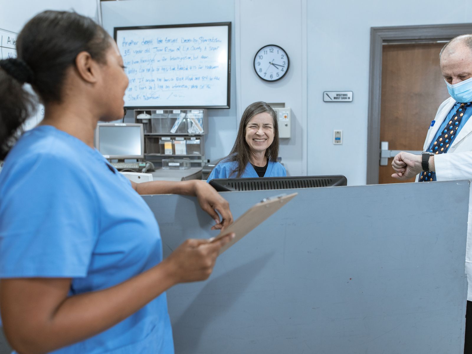 Doctors and clinical staff collaborating in a modern healthcare practice