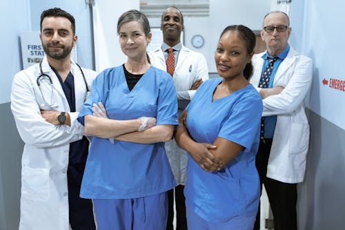 Free Doctors and Nurses in a Hospital Stock Photo