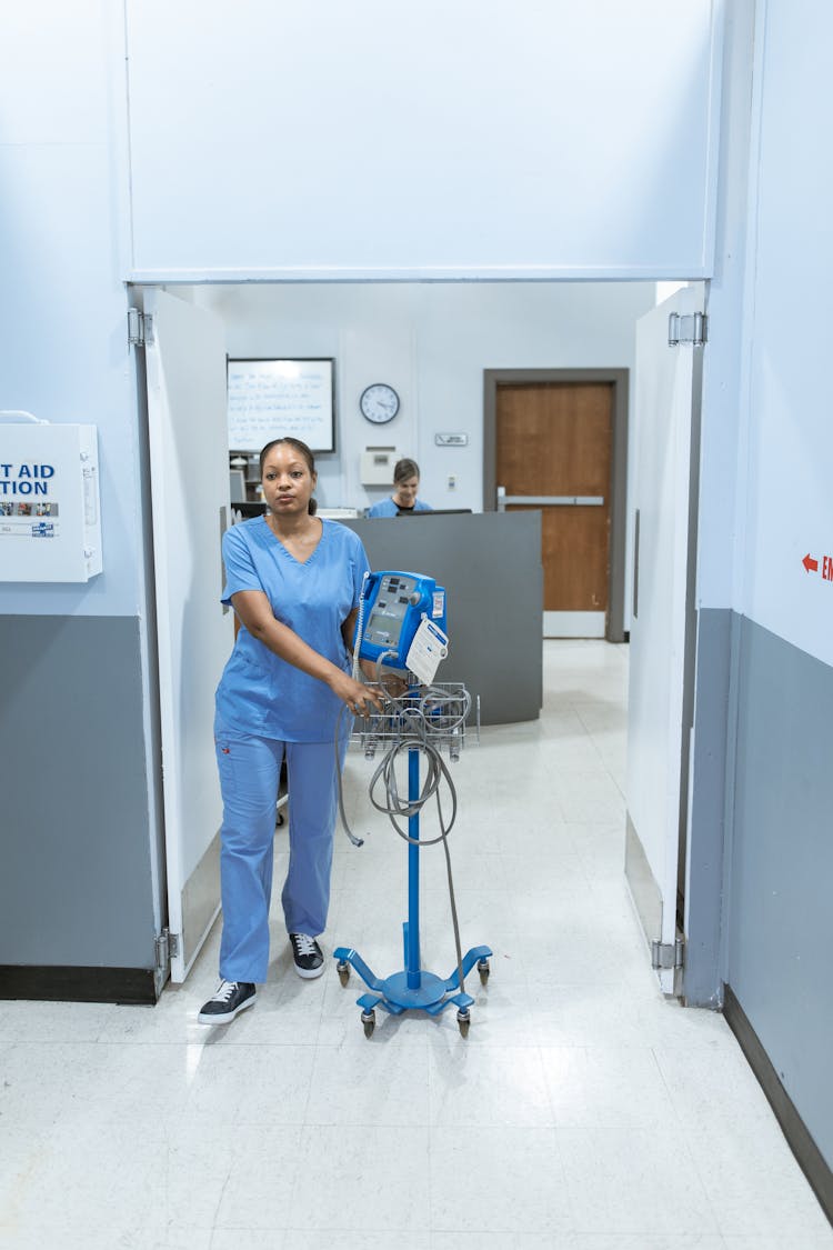 Female Nurse In Blue Scrubsuit