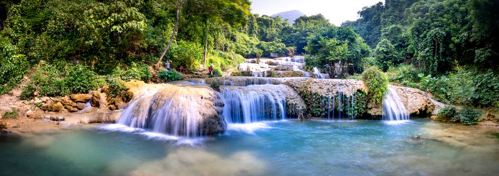Fast waterfalls in tropical forest