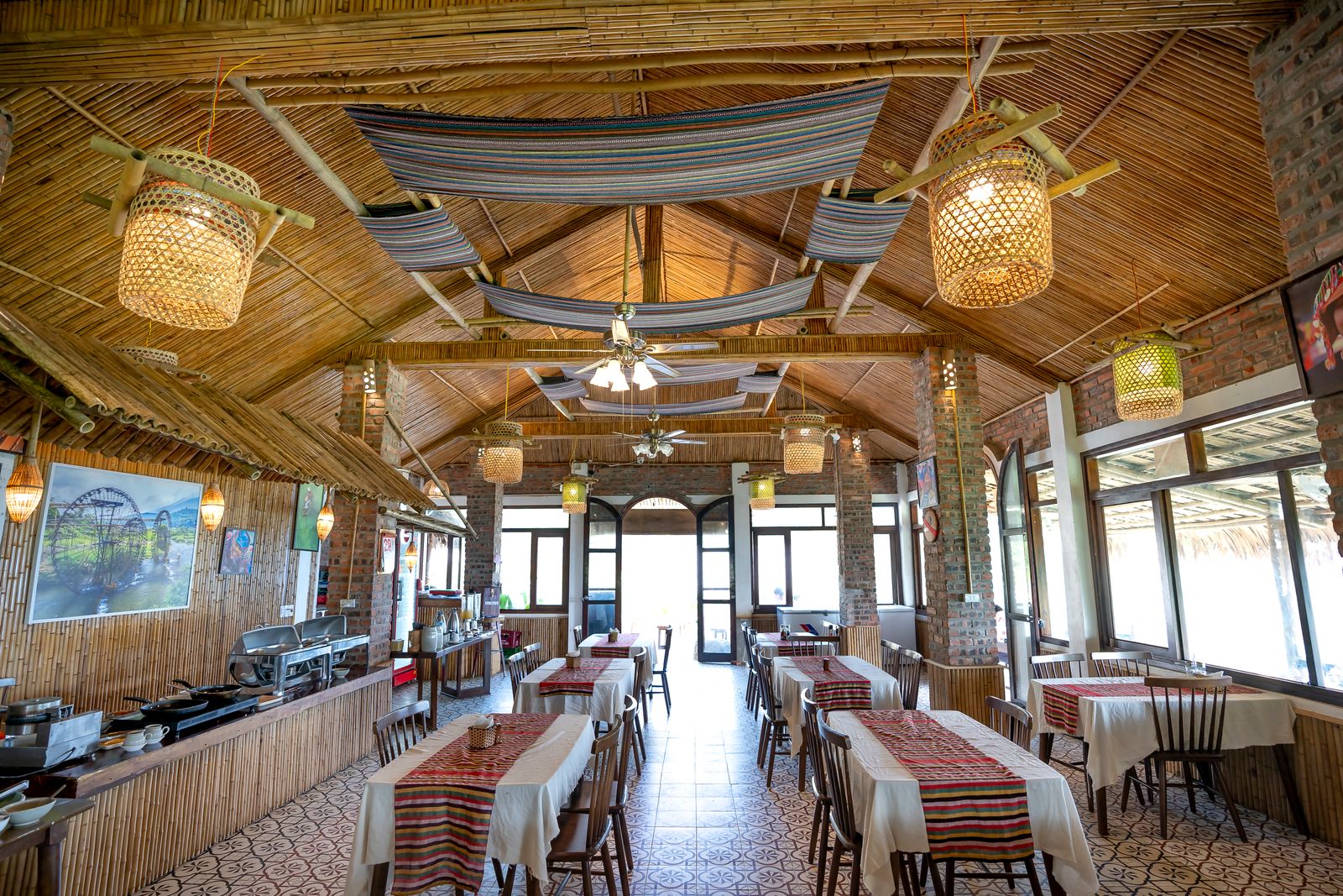 Neighbourhood cafe where local customers meet and book
