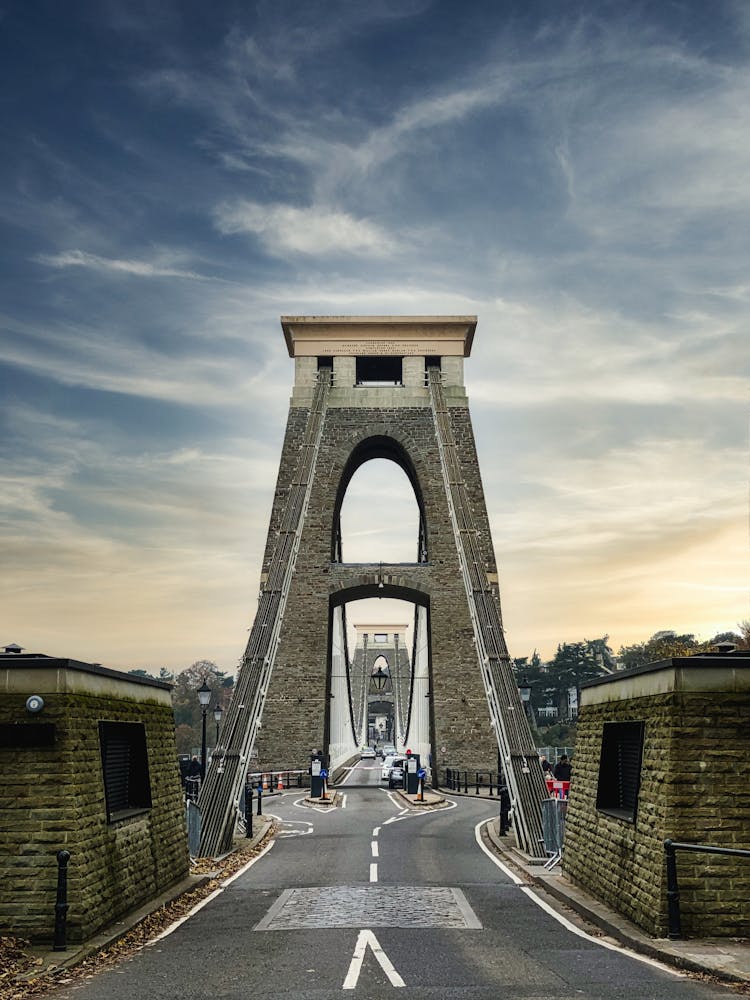 Clifton Suspension Bridge Under Cloudy Sky 