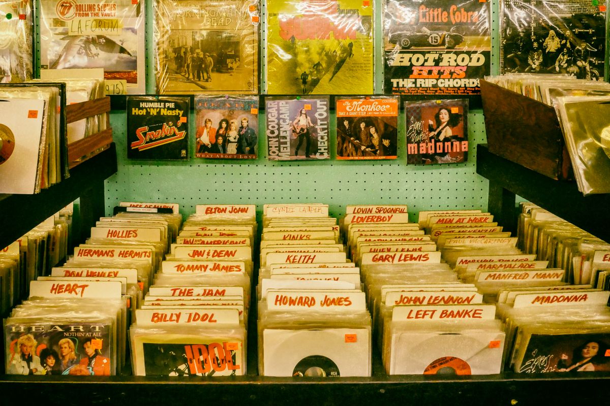 A vinyl records music store with Hong Kong vibes
