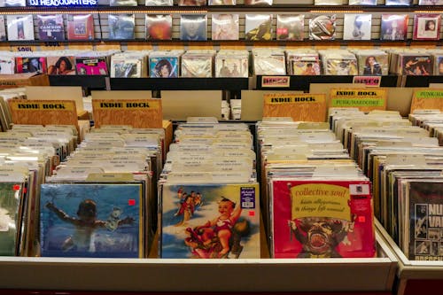 Free A Vinyl Records in the Music Store Stock Photo