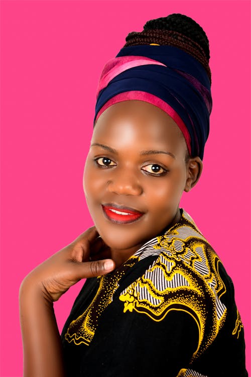 Portrait of a Smiling Woman in a Head Scarf