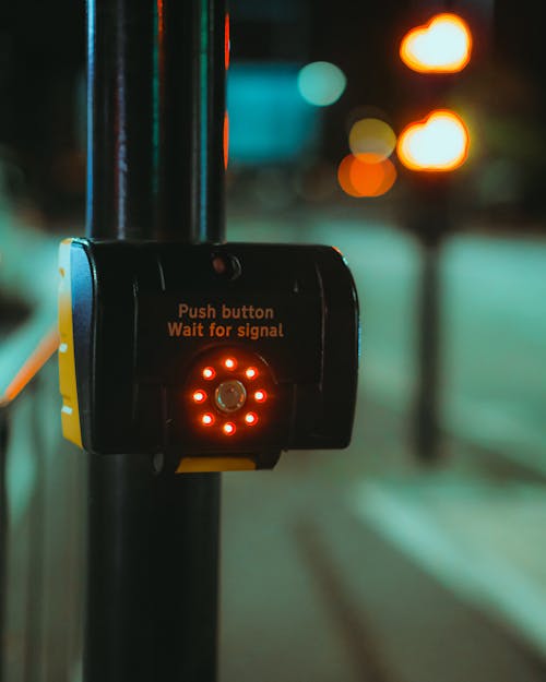Free Illuminated Traffic Light Button  Stock Photo
