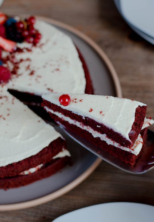 A Sliced Red Velvet Cake