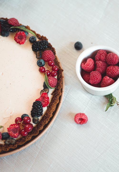 Free Red and Black Berries on a Cake Stock Photo