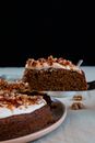 Brown and White Cake on White Ceramic Plate