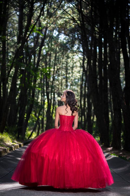 Free A Woman Wearing a Red Gown Stock Photo