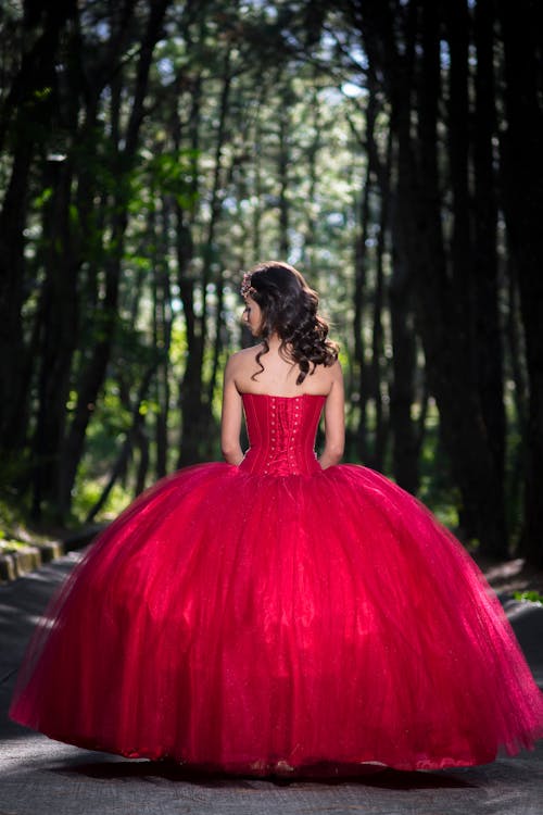 Free A Woman Wearing a Red Gown Stock Photo