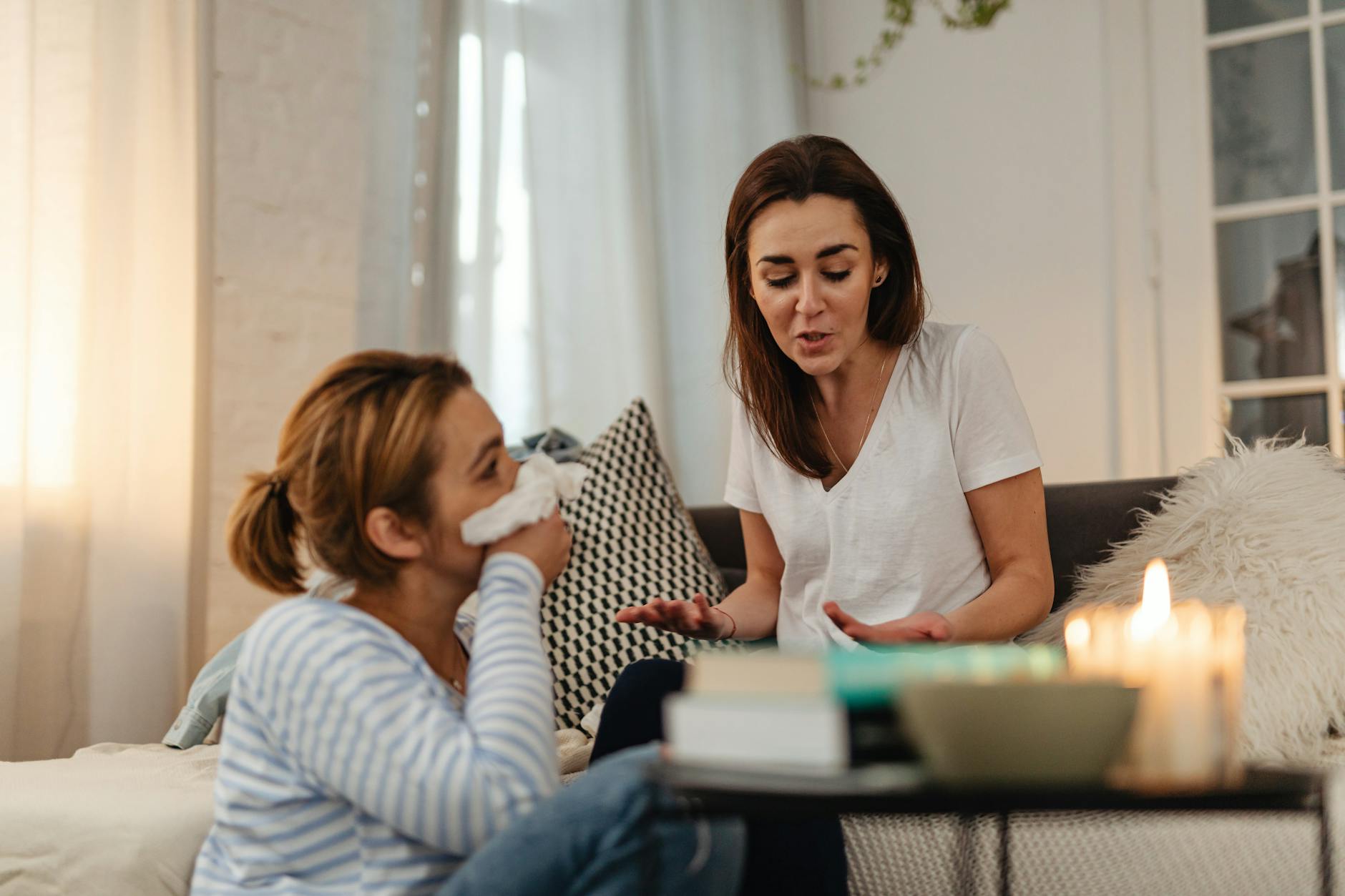 Superficial Conversation Between Two People In A Living Room Setting