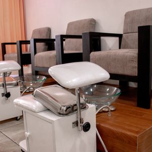 Spa pedicure setup with premium products