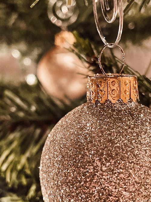 Free A Gold and Silver Christmas Ornament Stock Photo