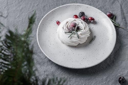 Free A Meringue Dessert with Toppings Stock Photo