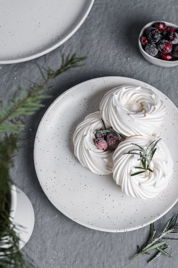 Meringue Dessert With Fruits Toppings