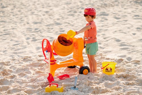 A Boy Playing on the Beach