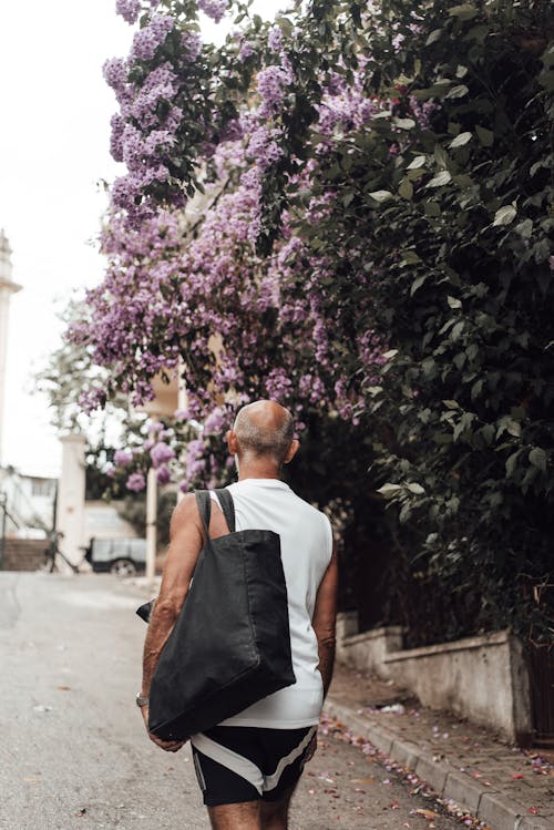 Old man walking near board with posters on street · Free Stock Photo