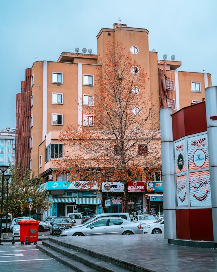 A Commercial Building In A City's Business District