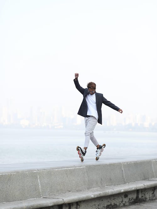 Young Man Roller Skating