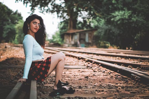 Free Woman Posing on Railway Stock Photo