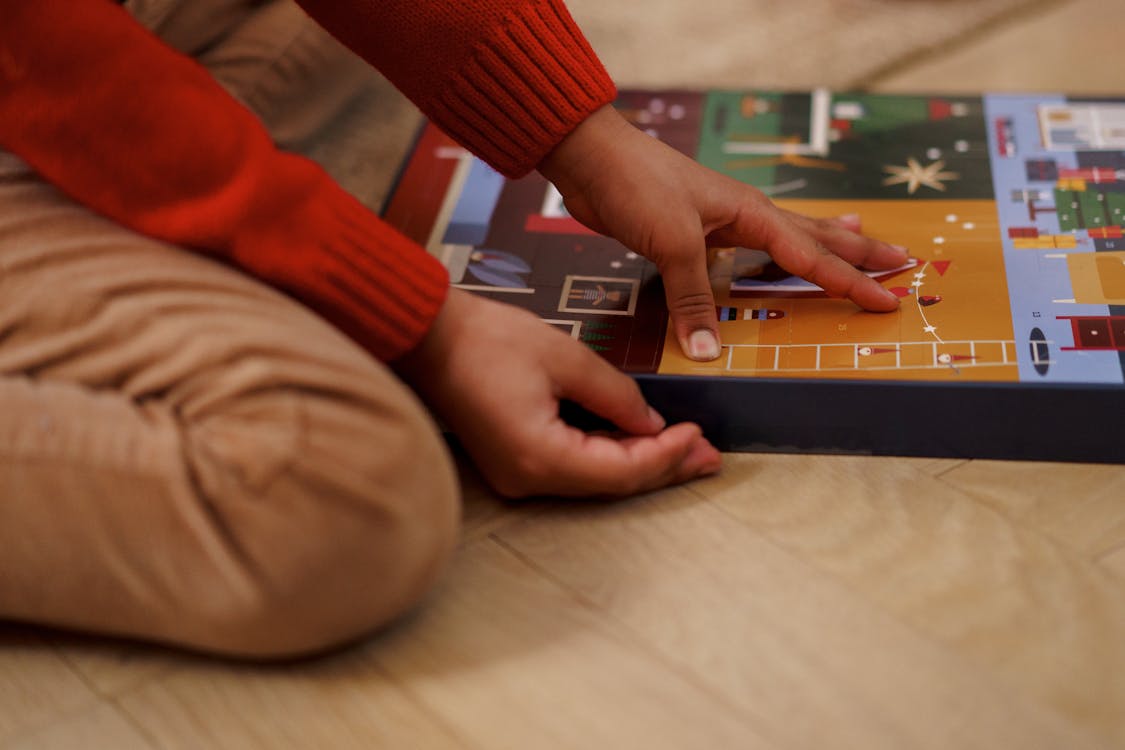 Free Person Playing an Advent Calendar Game Stock Photo