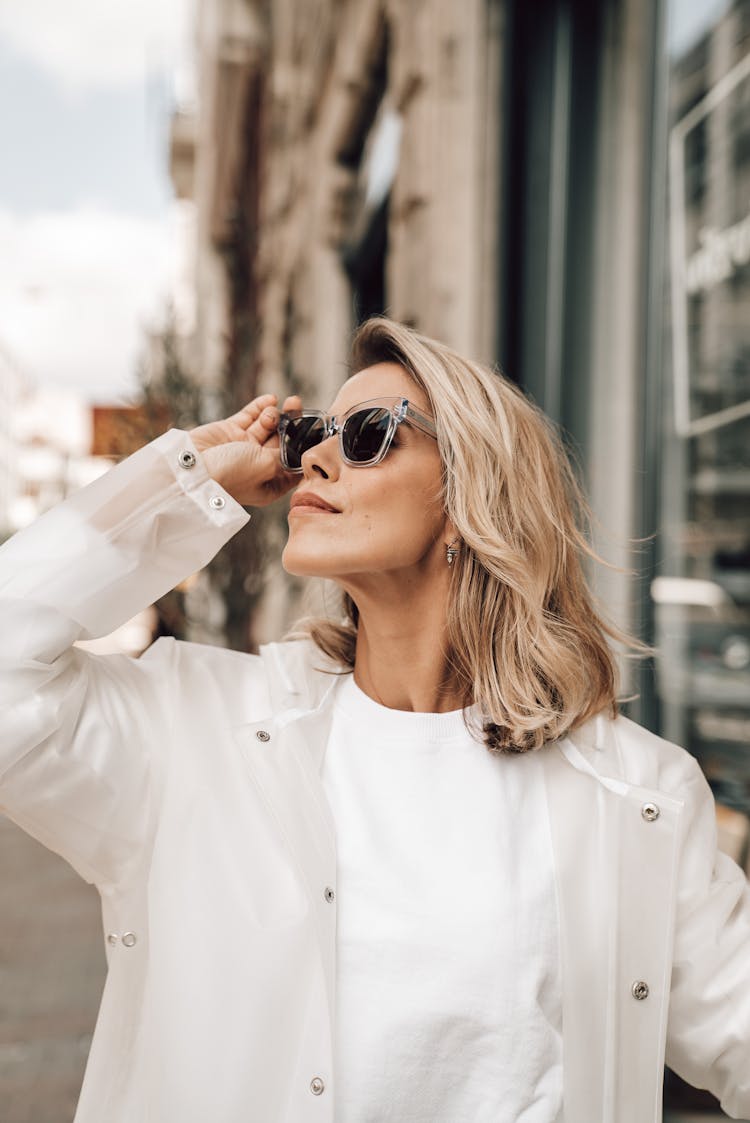 Stylish Woman In Sunglasses On City Street